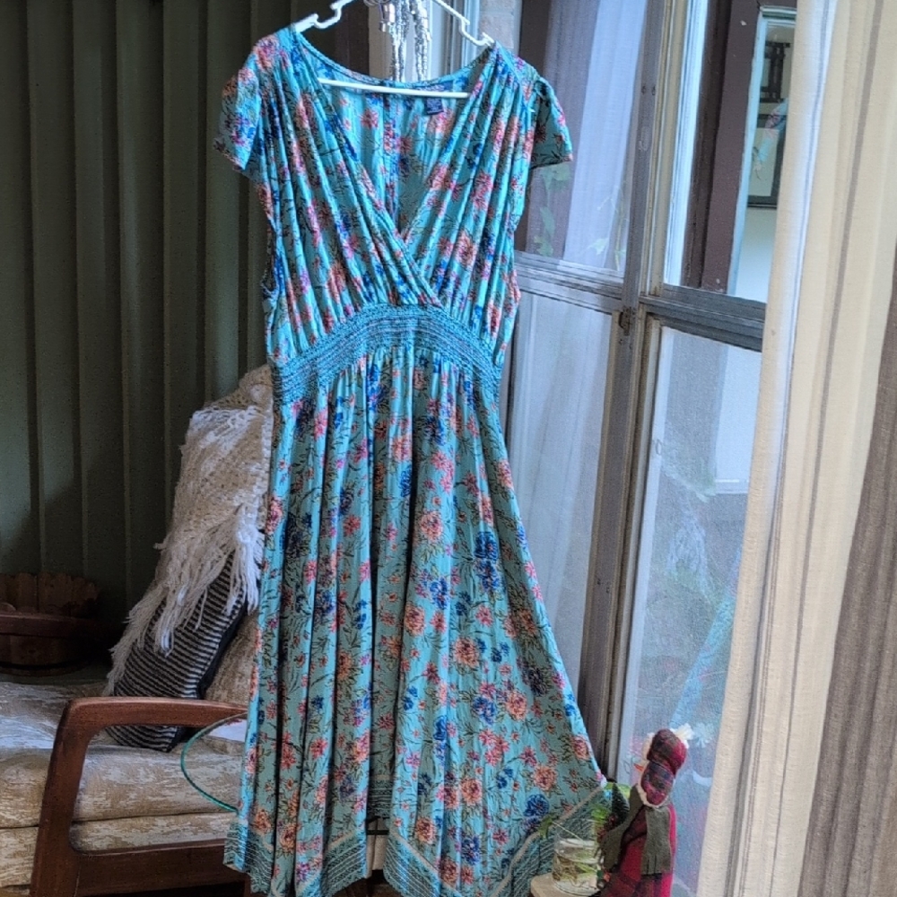 Chadwicks Blue Floral Midi Dress